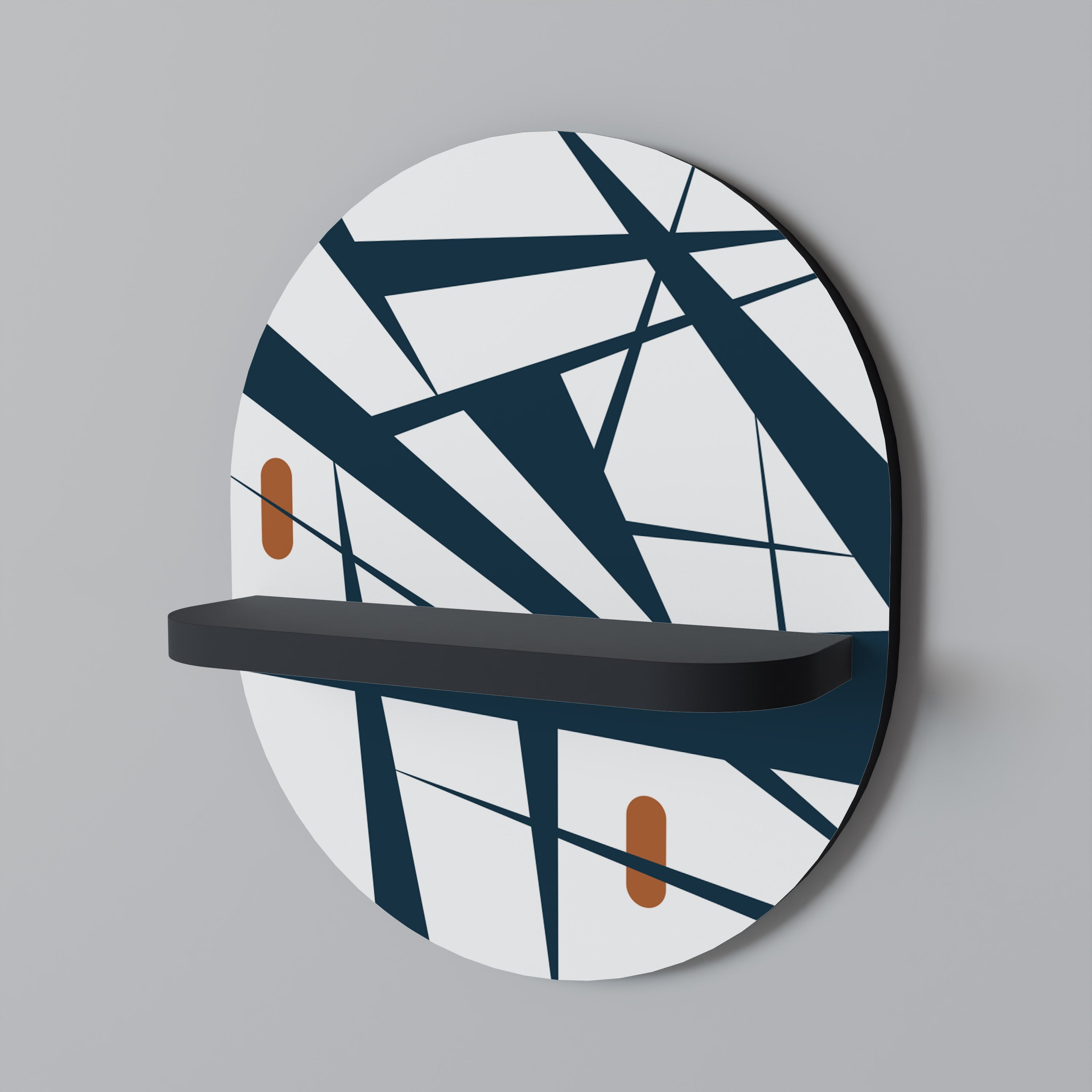 SHADOW SYMPHONY Ovales Kunstregal in Schwarz