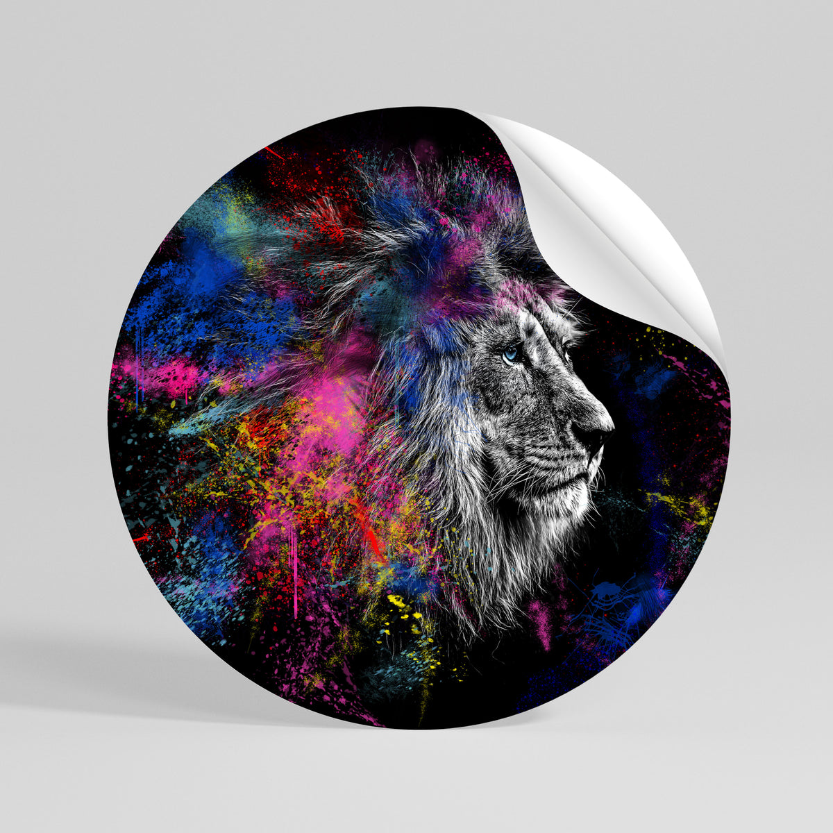 LION ARTISTRY Peel and Stick Round Sticker