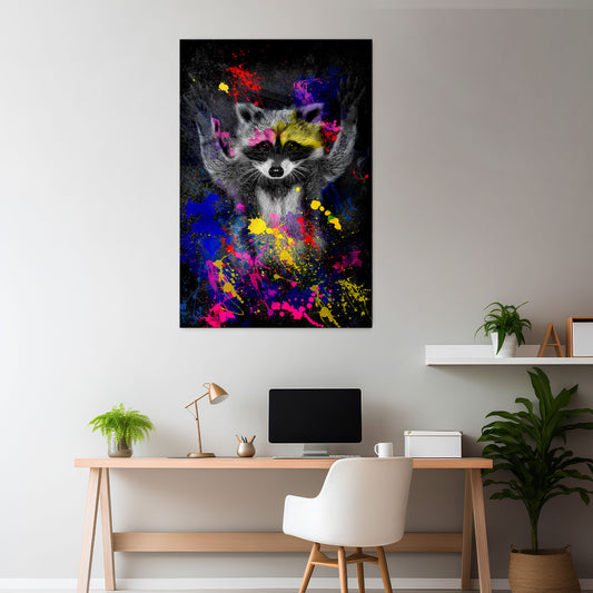 RACCOON ARTISTRY Vertical Canvas Print