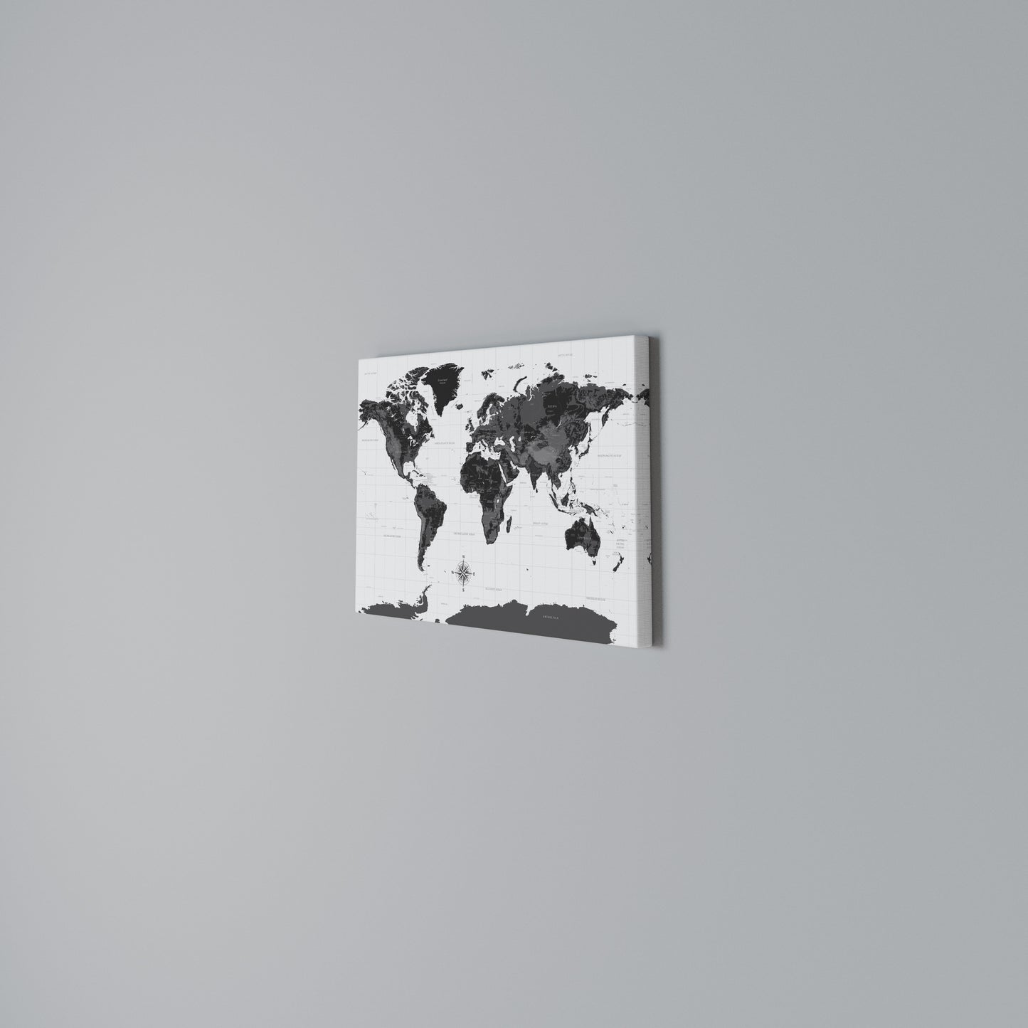 MONOCHROME EARTH MAP Horizontal Canvas Print