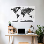 MONOCHROME EARTH MAP Selbstklebendes Horizontal-Poster