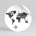 MONOCHROME EARTH MAP Runder Wandsticker zum Abziehen und Aufkleben