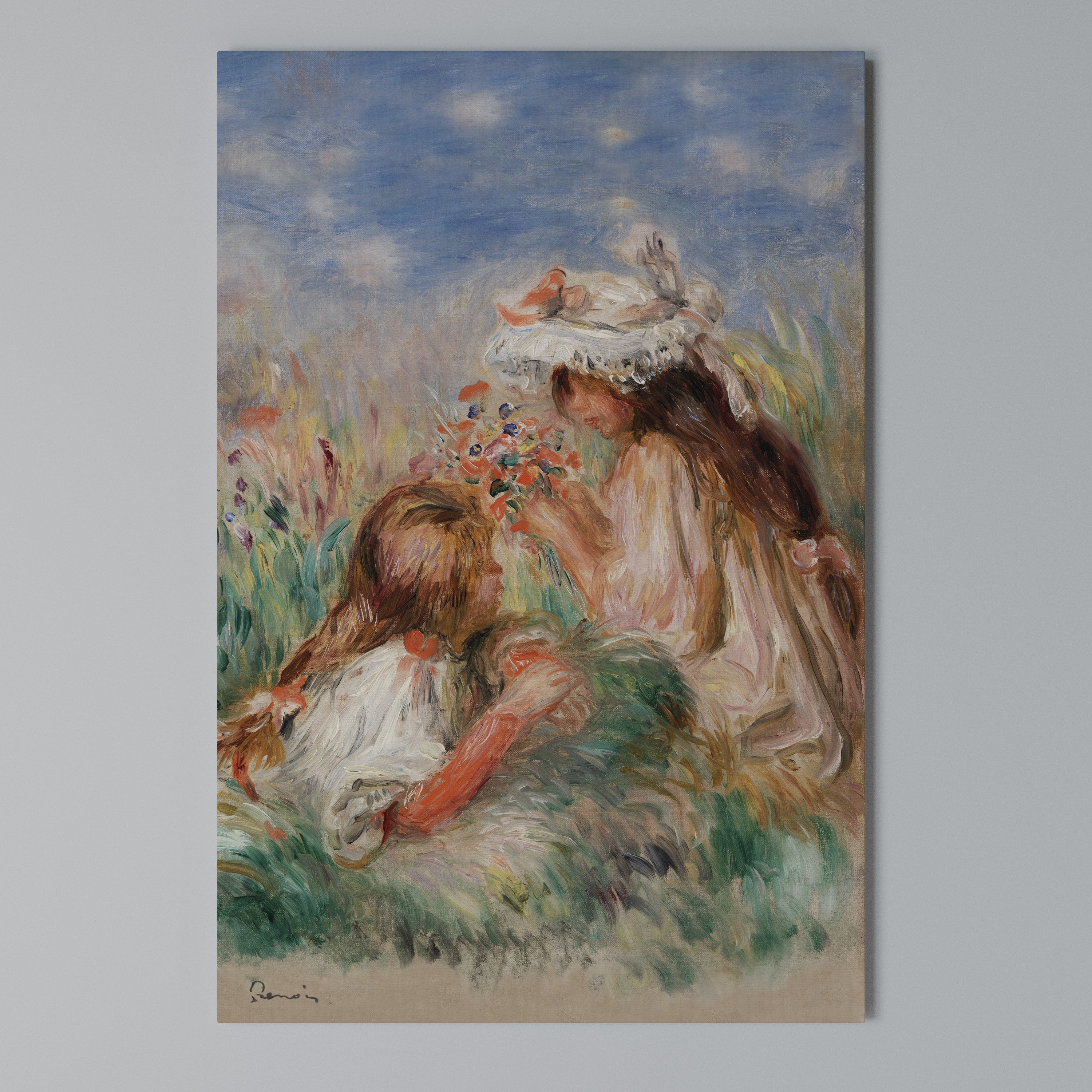 GIRLS IN THE GRASS Vertical Canvas Print