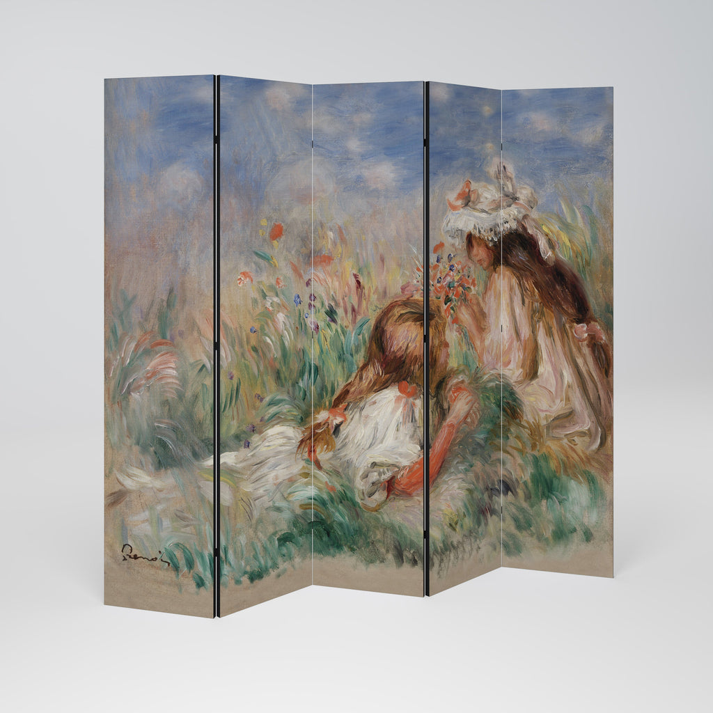 GIRLS IN THE GRASS Decorative 5-Panel Room Divider