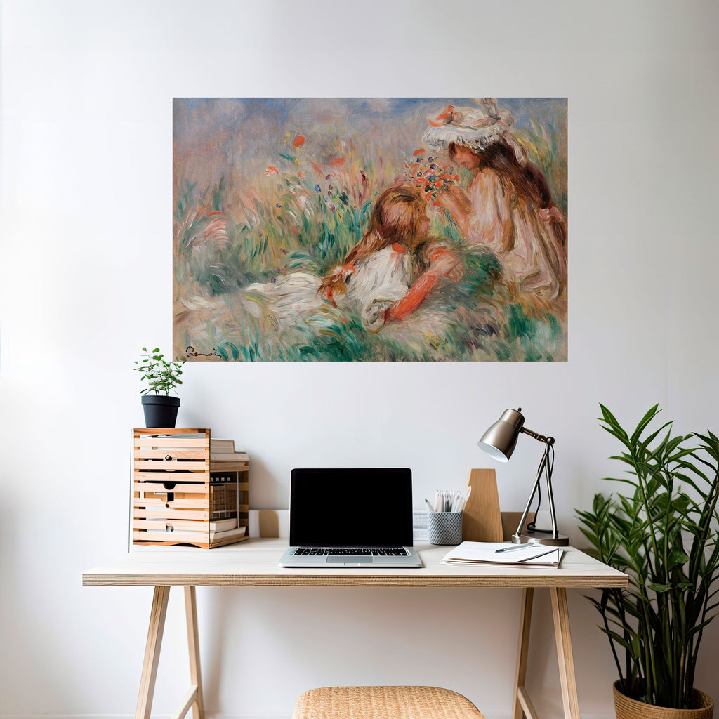 GIRLS IN THE GRASS Selbstklebendes Horizontal-Poster