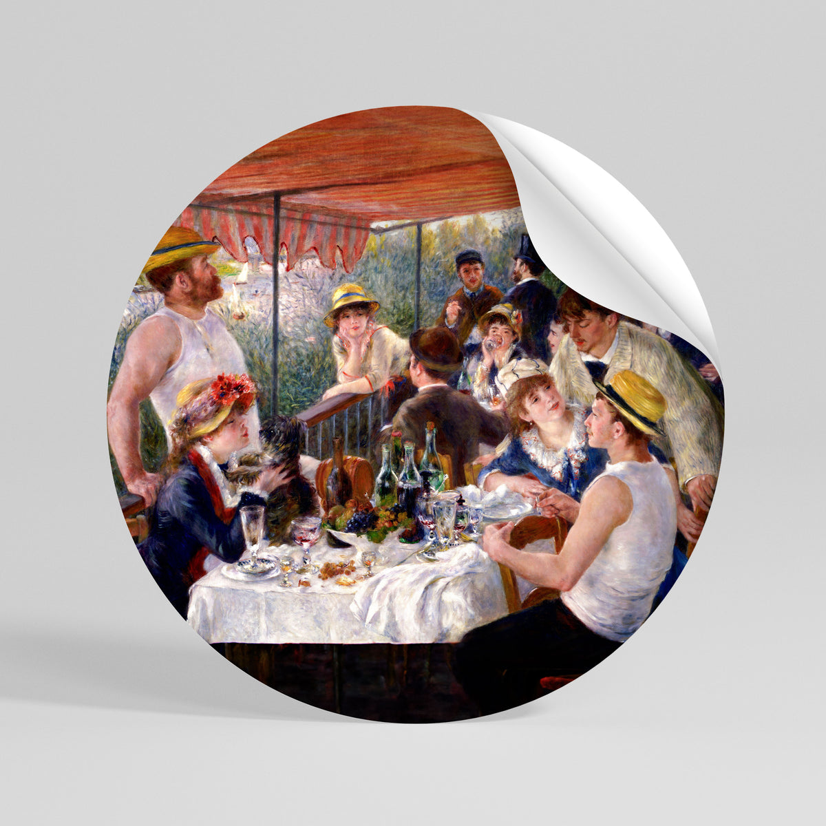 LUNCHEON OF THE BOATING PARTY Peel and Stick Round Sticker