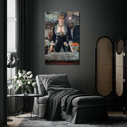 SHADOWS AT THE BAR Vertical Canvas Print