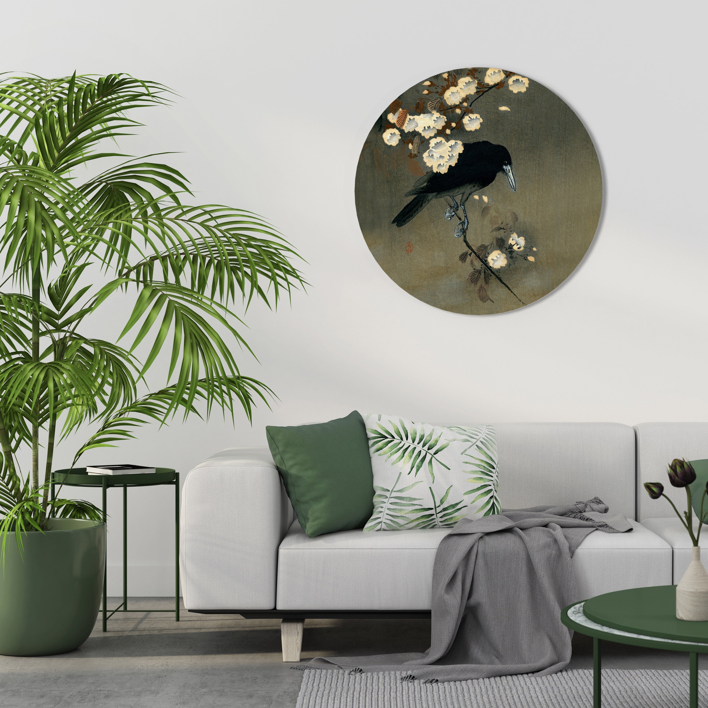 PETALS AND CROWS Runde Wanddekoration Ø 69 cm