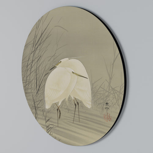 ZILVERREIGERS IN MOERAS Rundes Wandbild