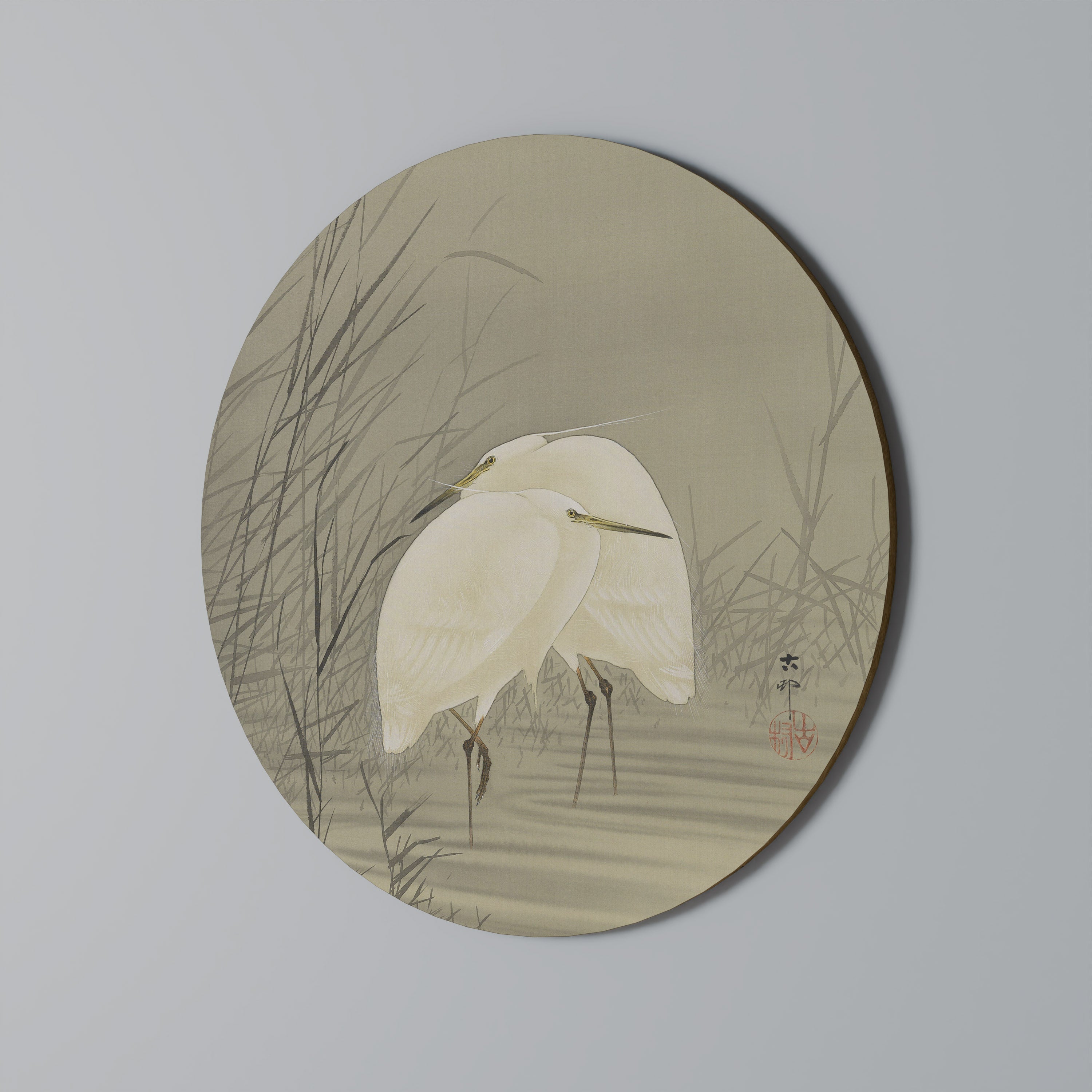 ZILVERREIGERS IN MOERAS Runde Wanddekoration Ø 69 cm