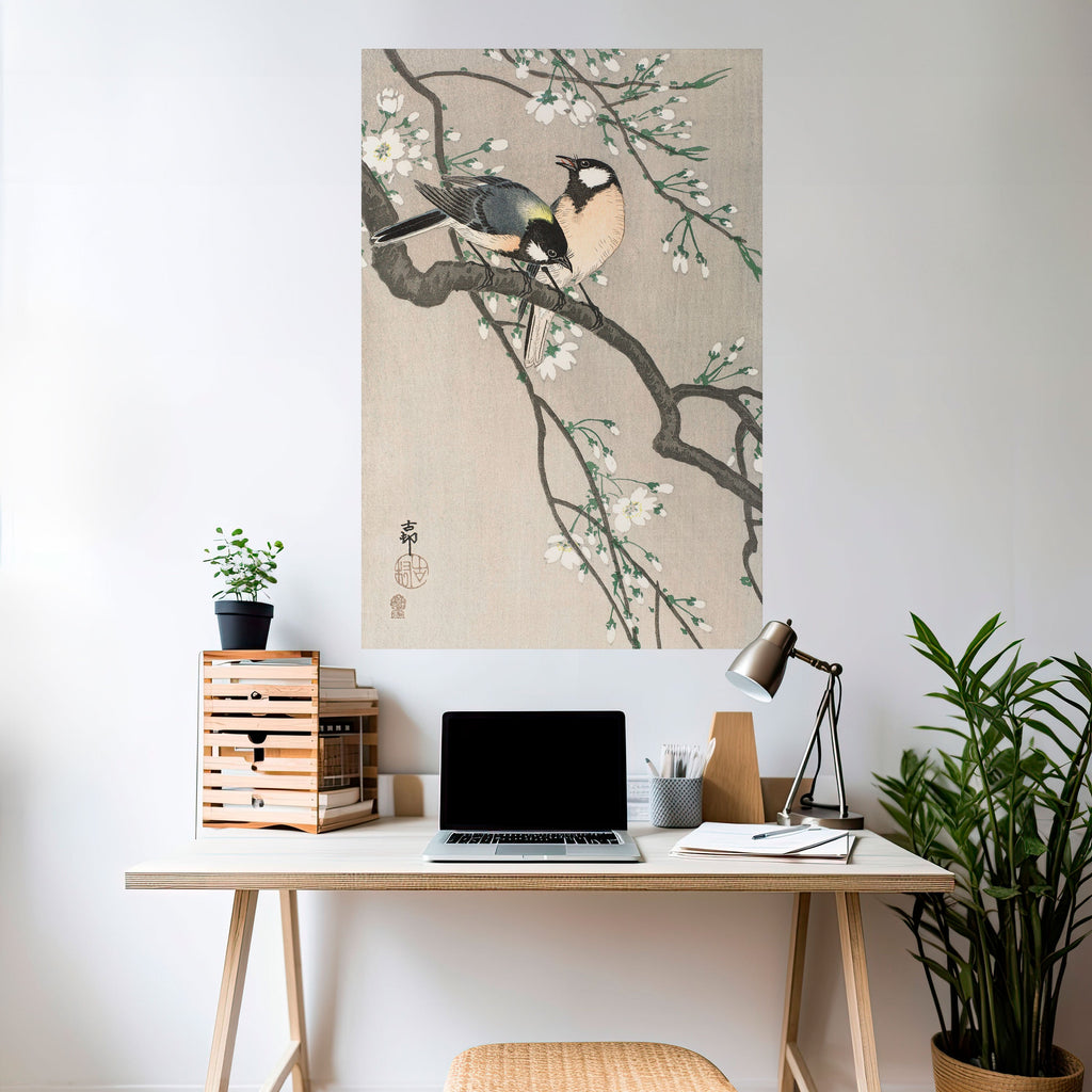 TITS ON CHERRY BRANCH Vertikales Poster zum Abziehen und Aufkleben