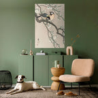 TITS ON CHERRY BRANCH Selbstklebendes Poster - Hochformat