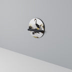 JAPANESE FLOCK OF CRANES Ovales Kunstregal in Schwarz