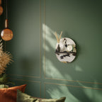 JAPANESE FLOCK OF CRANES Ovales Kunstregal in Schwarz