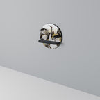 JAPANESE FLOCK OF CRANES Rundes Kunstregal in Schwarz