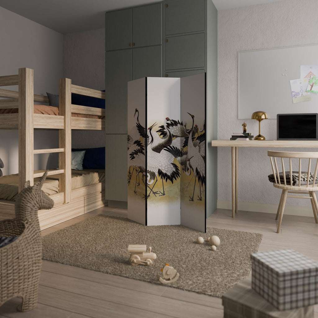 JAPANESE FLOCK OF CRANES 3-teiliger Paravent