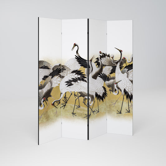 JAPANESE FLOCK OF CRANES 4-teiliger Paravent