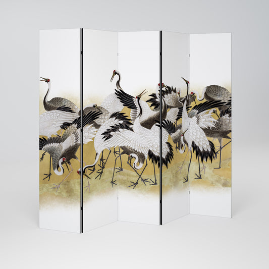 JAPANESE FLOCK OF CRANES 5-teiliger Paravent