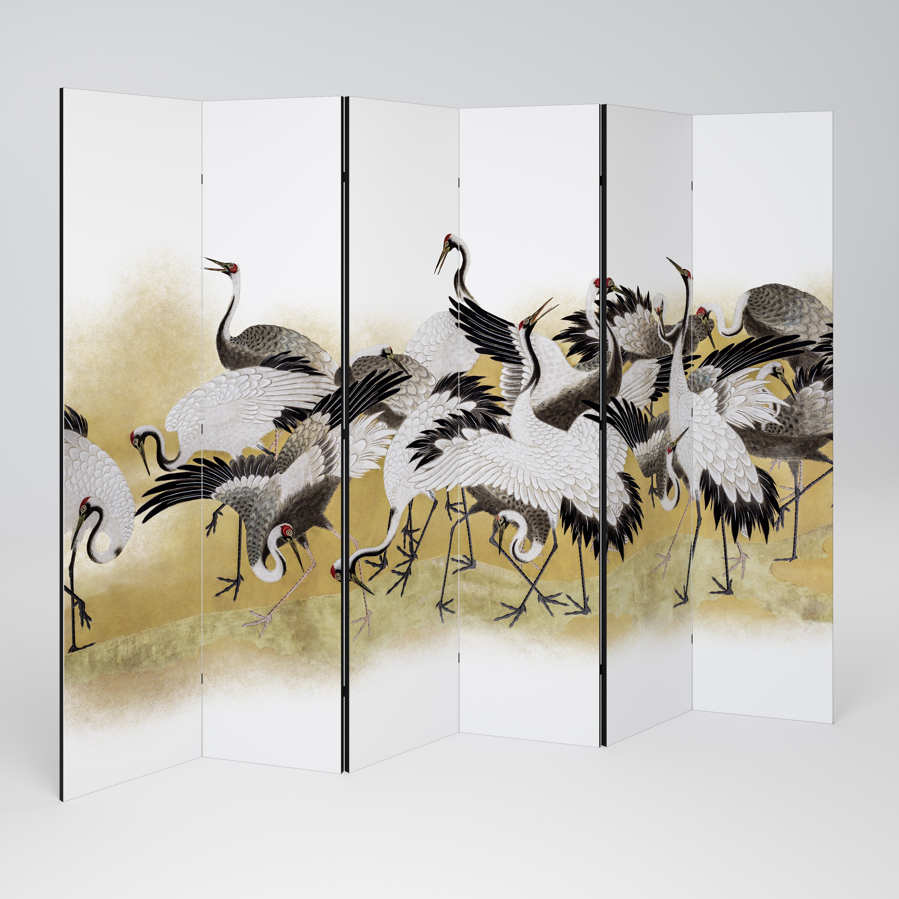 JAPANESE FLOCK OF CRANES 6-teiliger Paravent