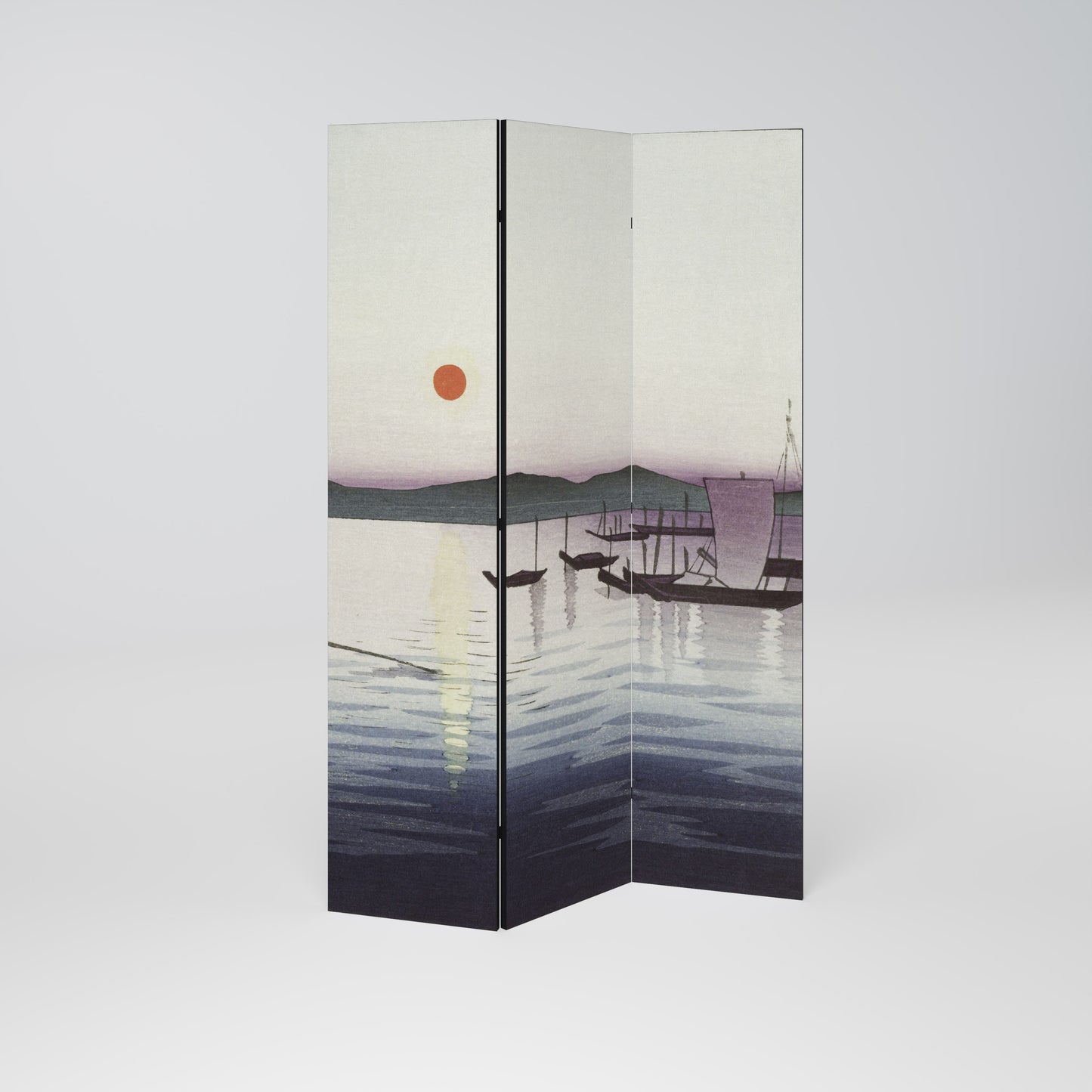 BOATS AND SETTING SUN 3-teiliger Paravent
