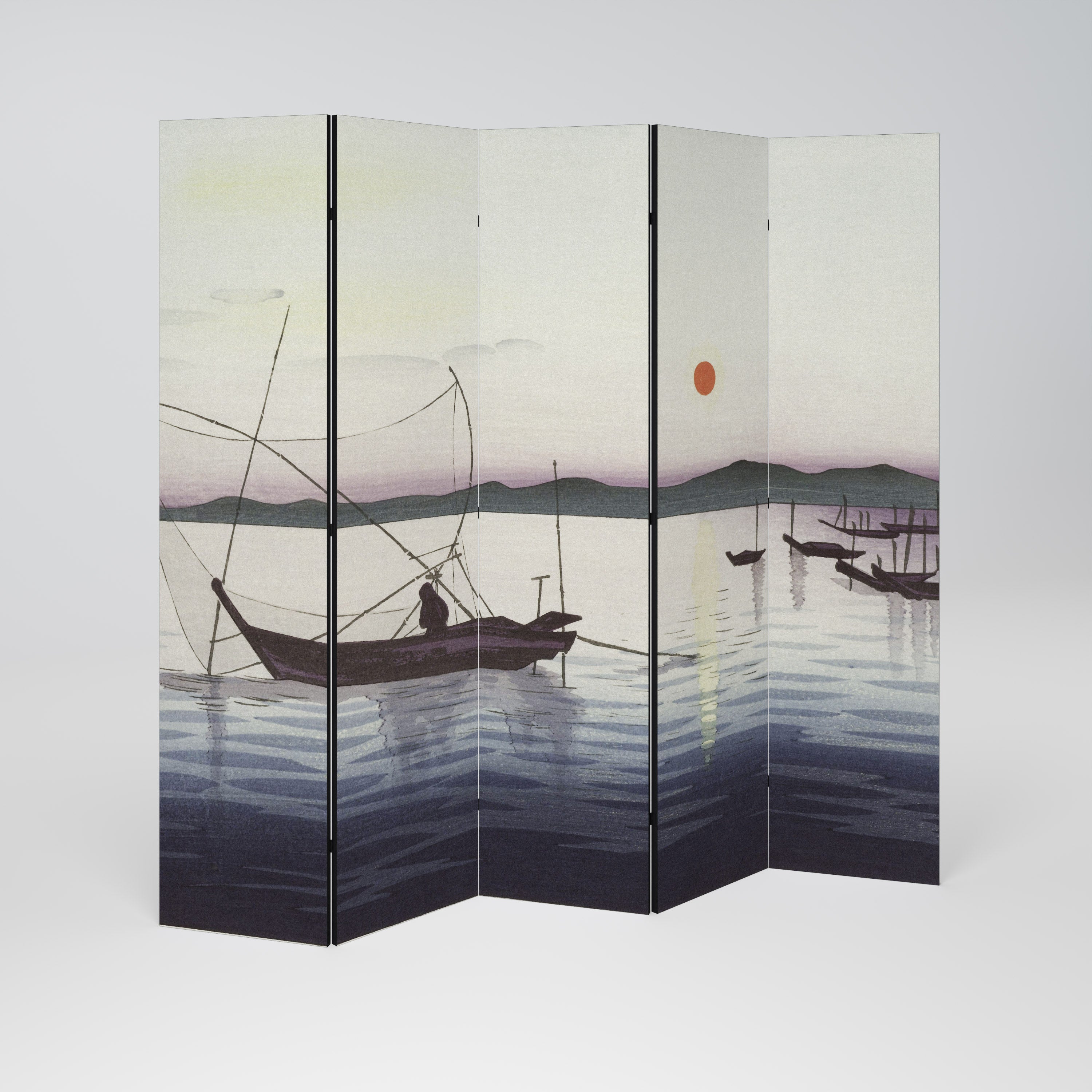 BOATS AND SETTING SUN 5-teiliger Paravent