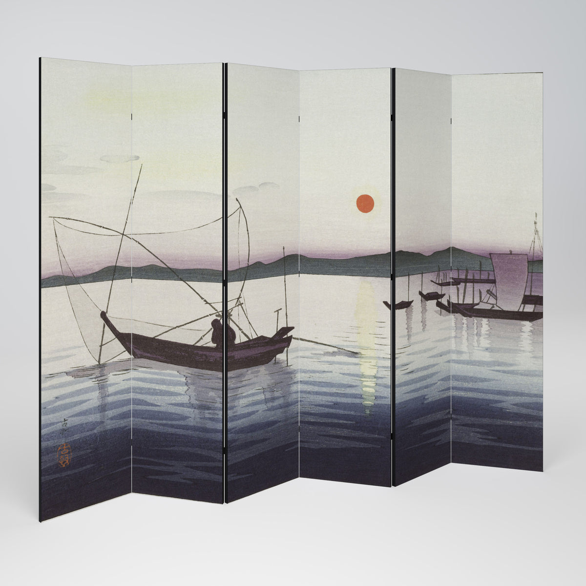BOATS AND SETTING SUN 6-teiliger Paravent