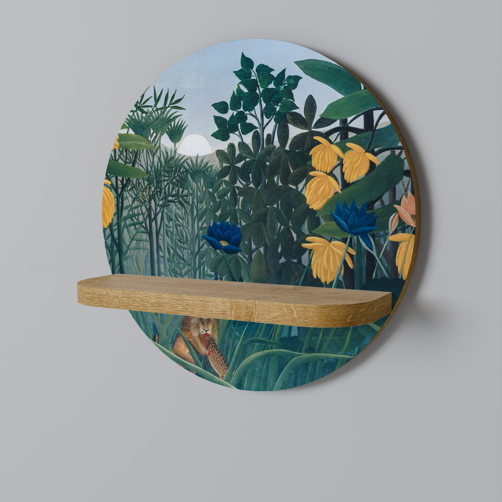 THE REPAST OF THE LION Rundes Kunstregal in Eiche-Optik