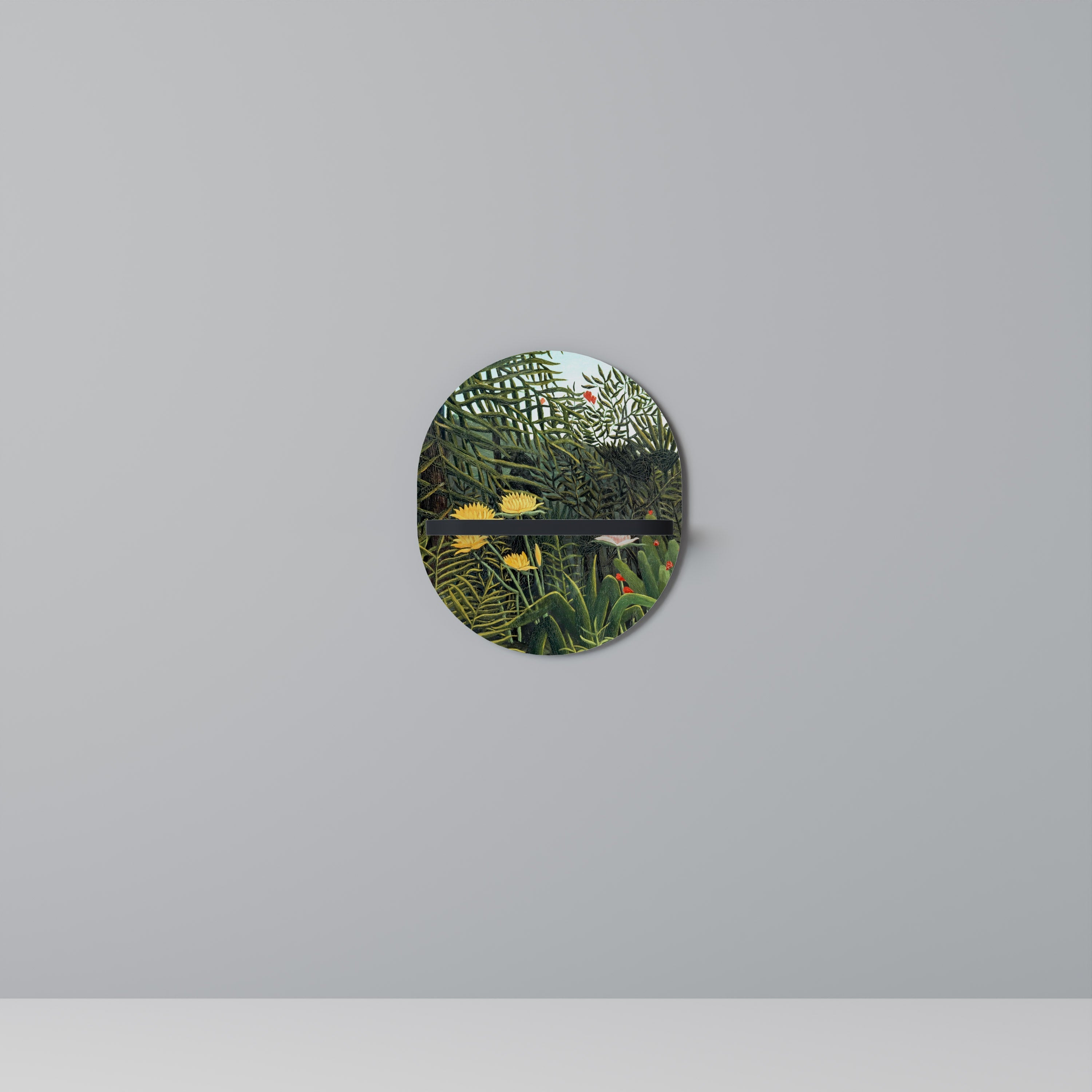 VIRGIN FOREST WITH SUNSET Ovales Kunstregal in Schwarz