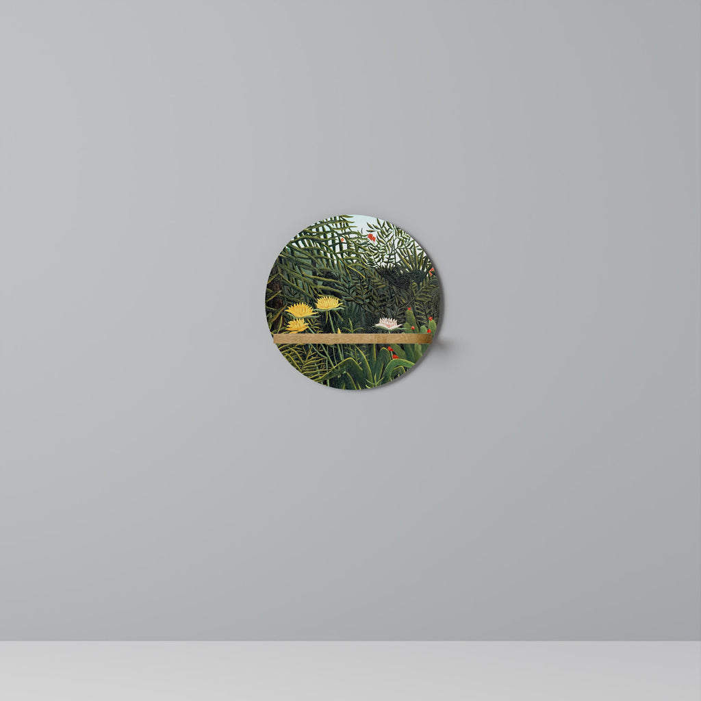 VIRGIN FOREST WITH SUNSET Rundes Kunstregal in Eiche-Optik