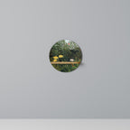 VIRGIN FOREST WITH SUNSET Rundes Kunstregal in Eiche-Optik