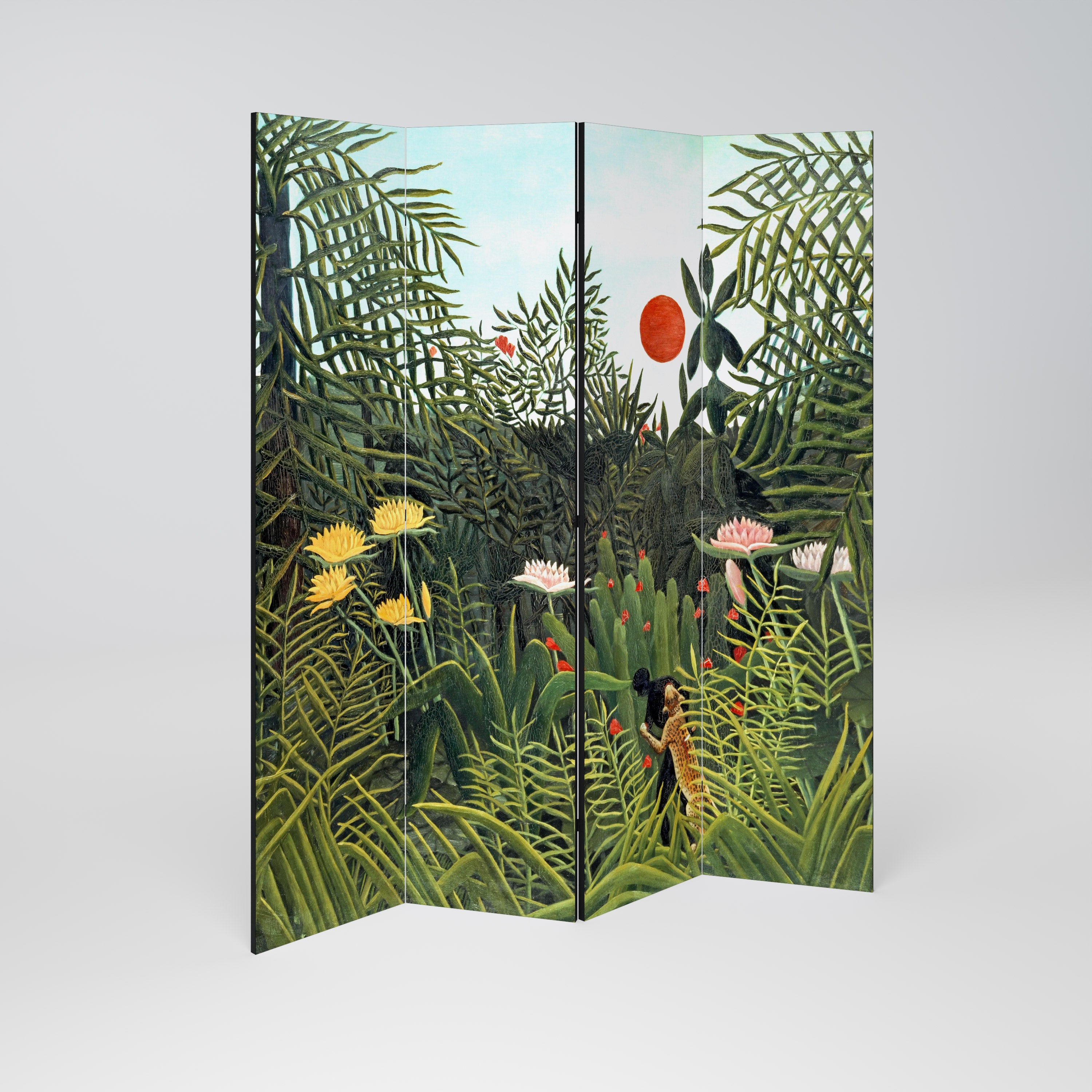 VIRGIN FOREST WITH SUNSET 4-Panel Room Divider