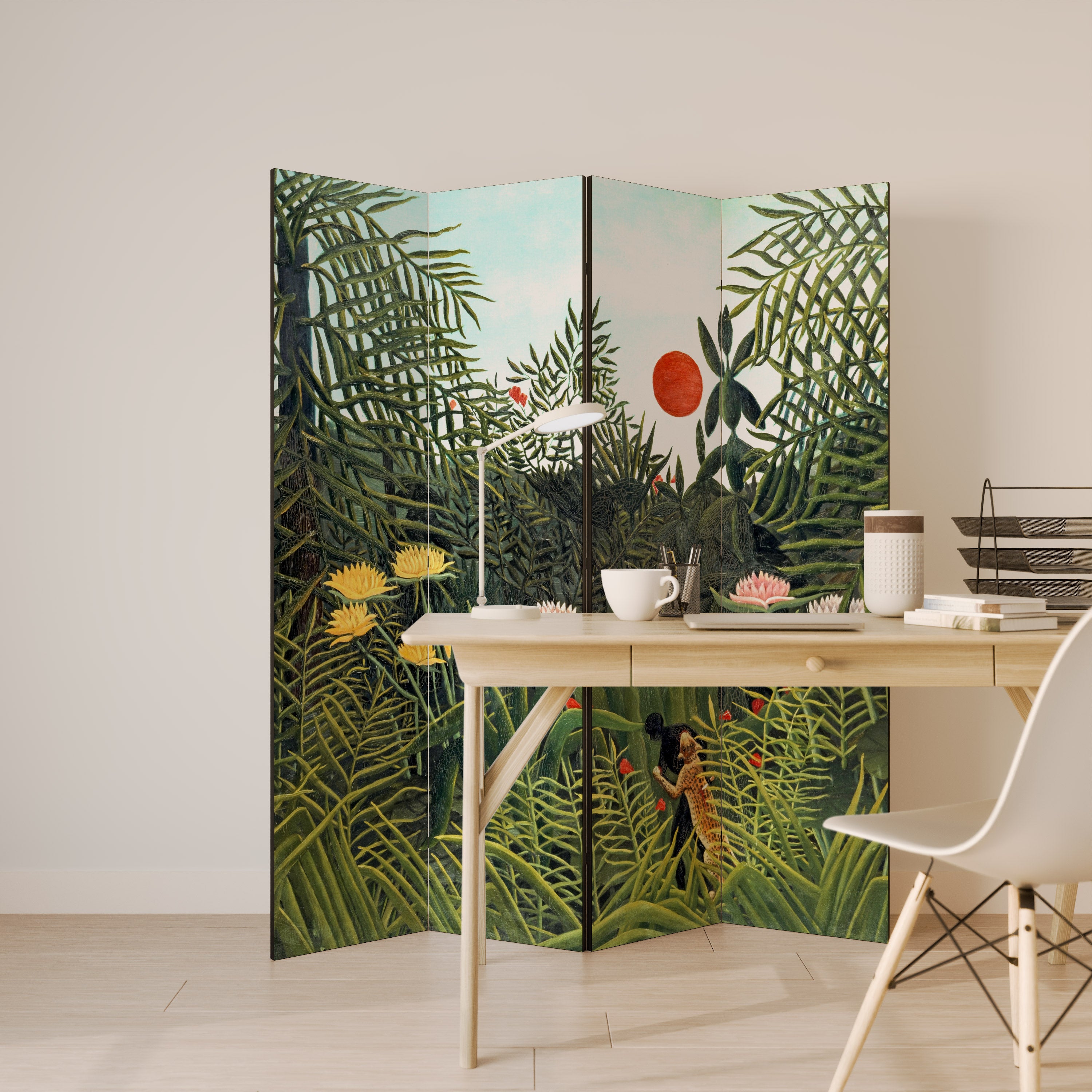 VIRGIN FOREST WITH SUNSET 4-Panel Room Divider