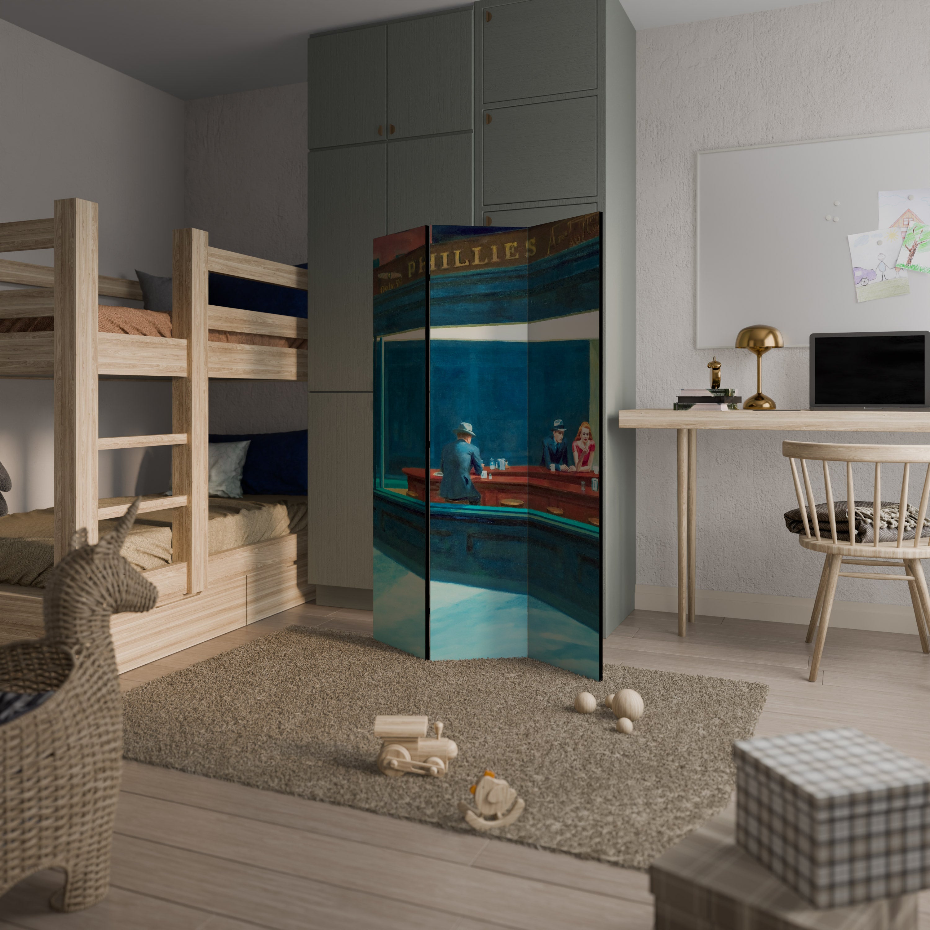 NIGHTHAWKS 3-teiliger Paravent