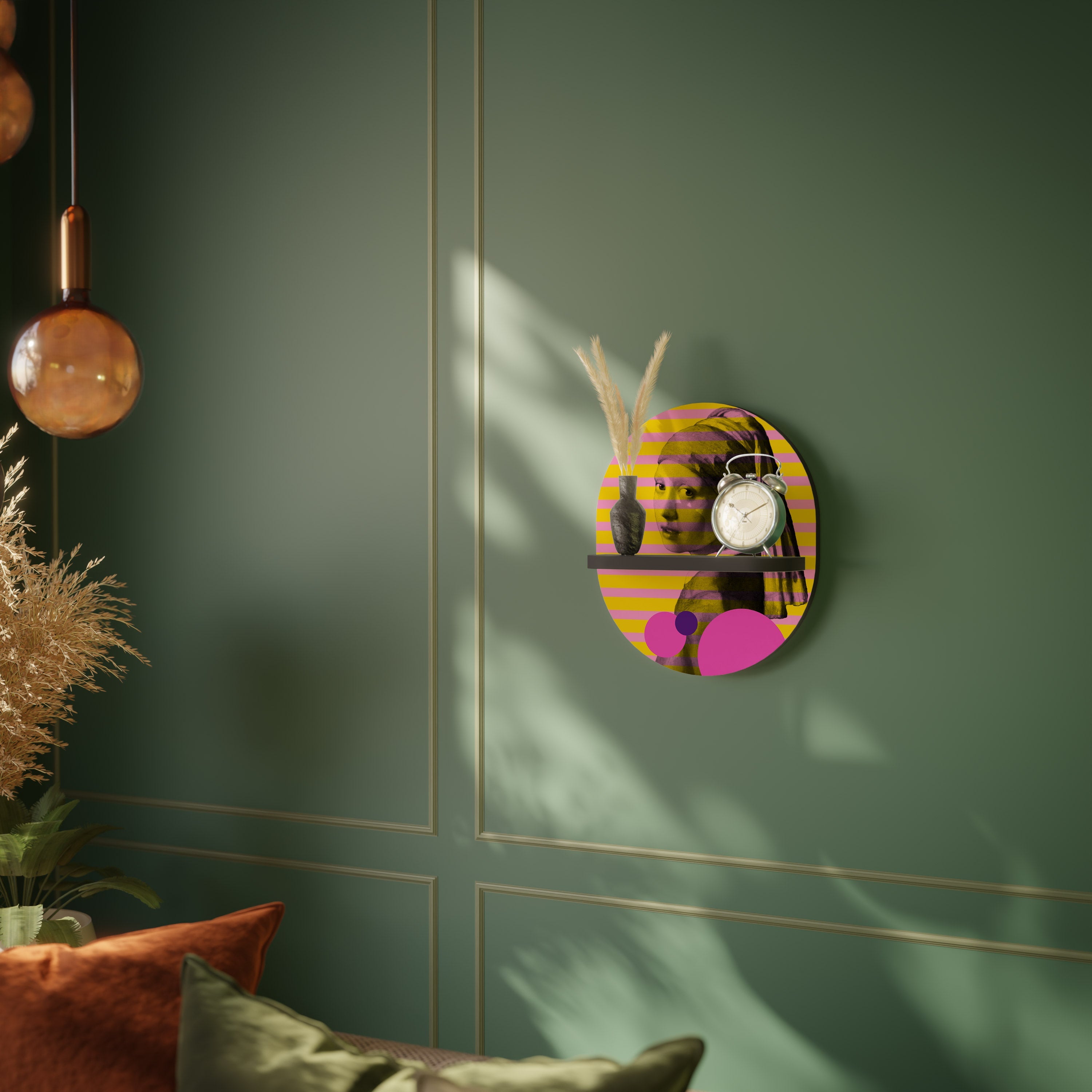 HER WITH A PEARL Ovales Kunstregal in Schwarz