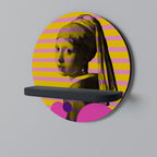 HER WITH A PEARL Rundes Kunstregal in Schwarz