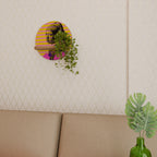 HER WITH A PEARL Rundes Kunstregal in Eiche-Optik