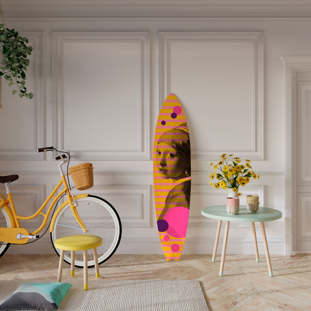 HER WITH A PEARL Deko-Surfboard