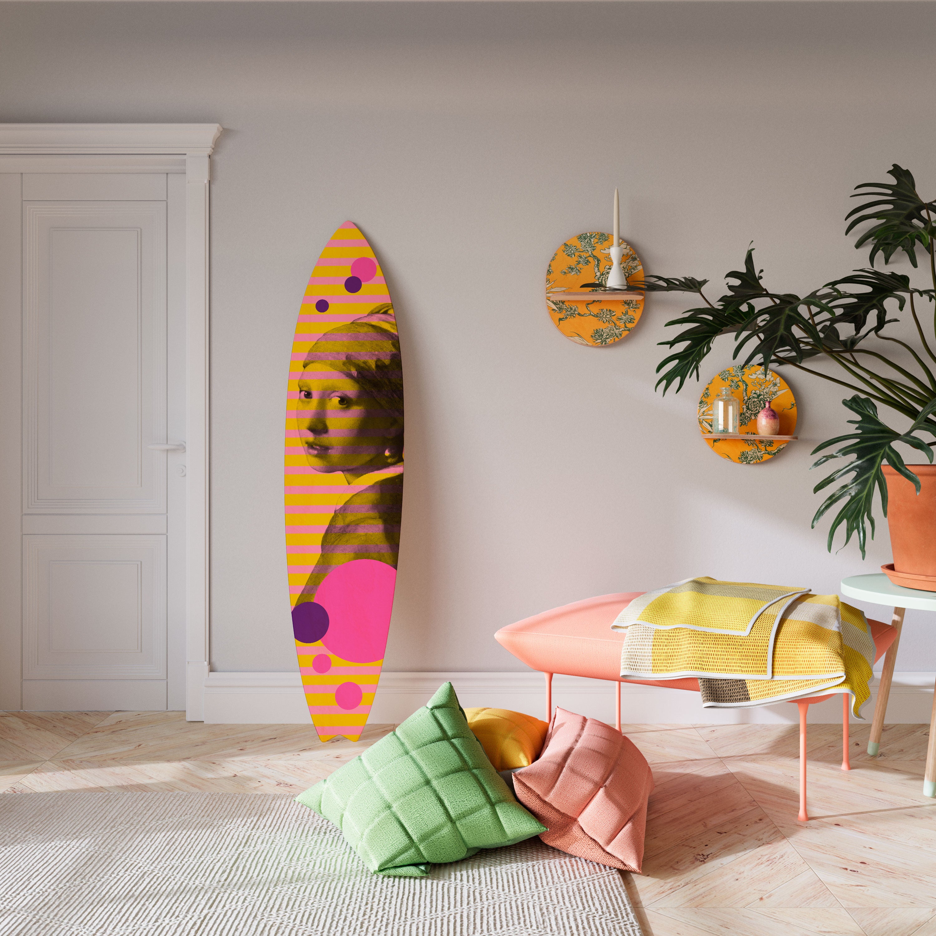 HER WITH A PEARL Deko-Surfboard