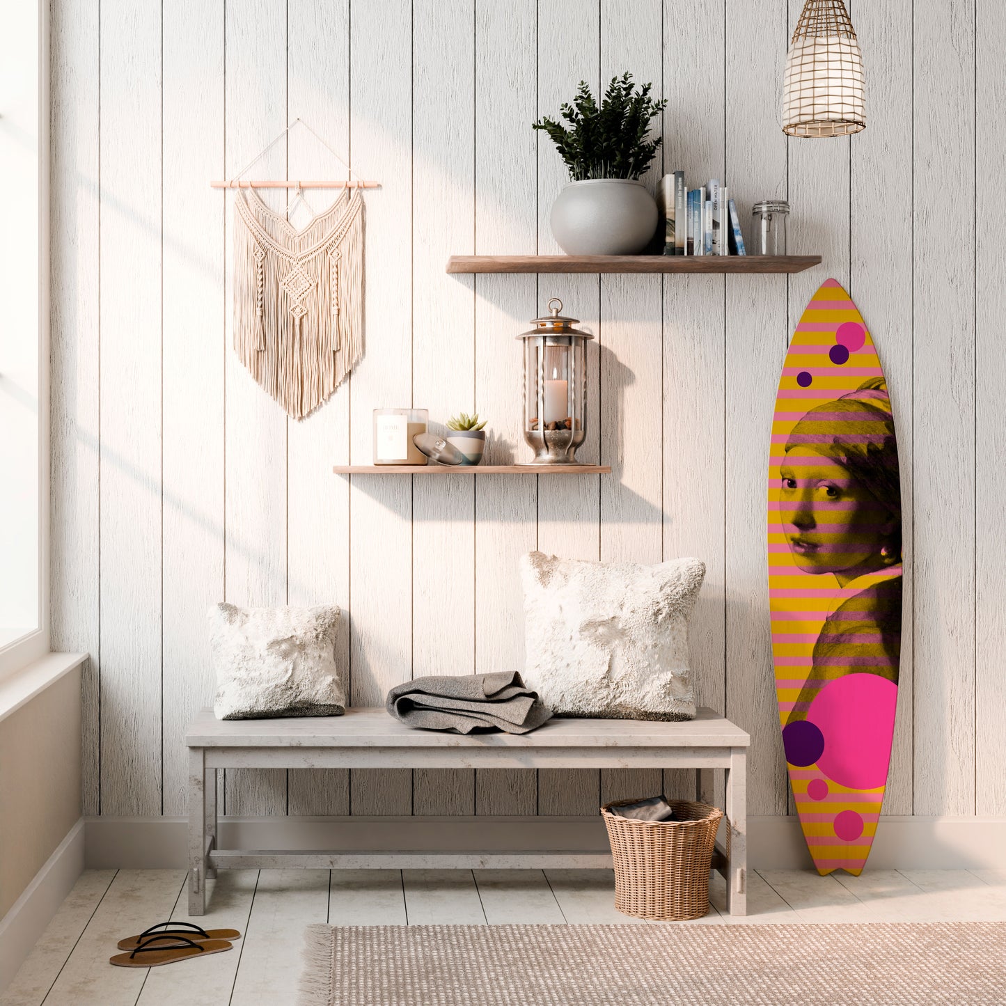HER WITH A PEARL Deko-Surfboard
