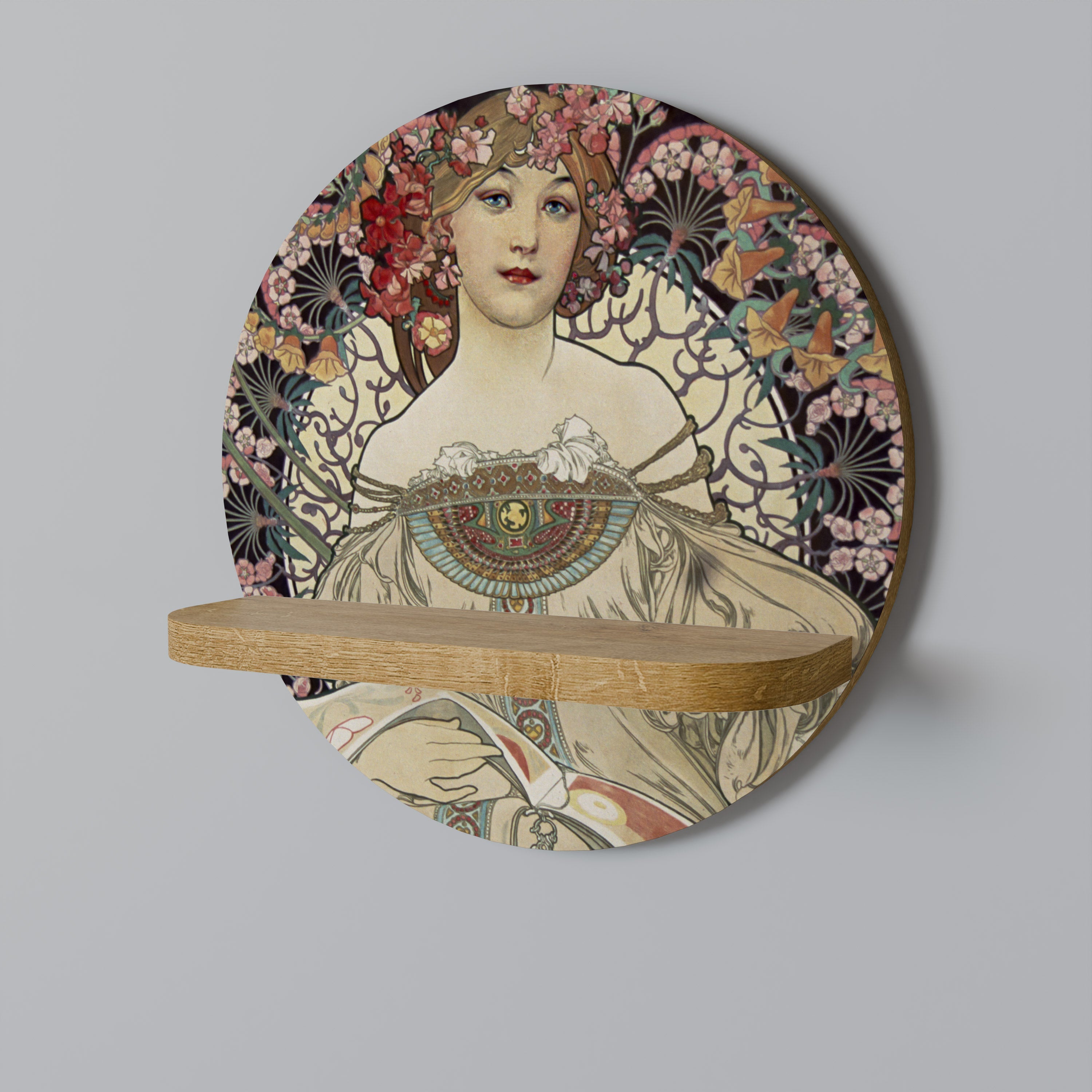 CHAMPENOIS IMPRIMEUR Rundes Kunstregal in Eiche-Optik