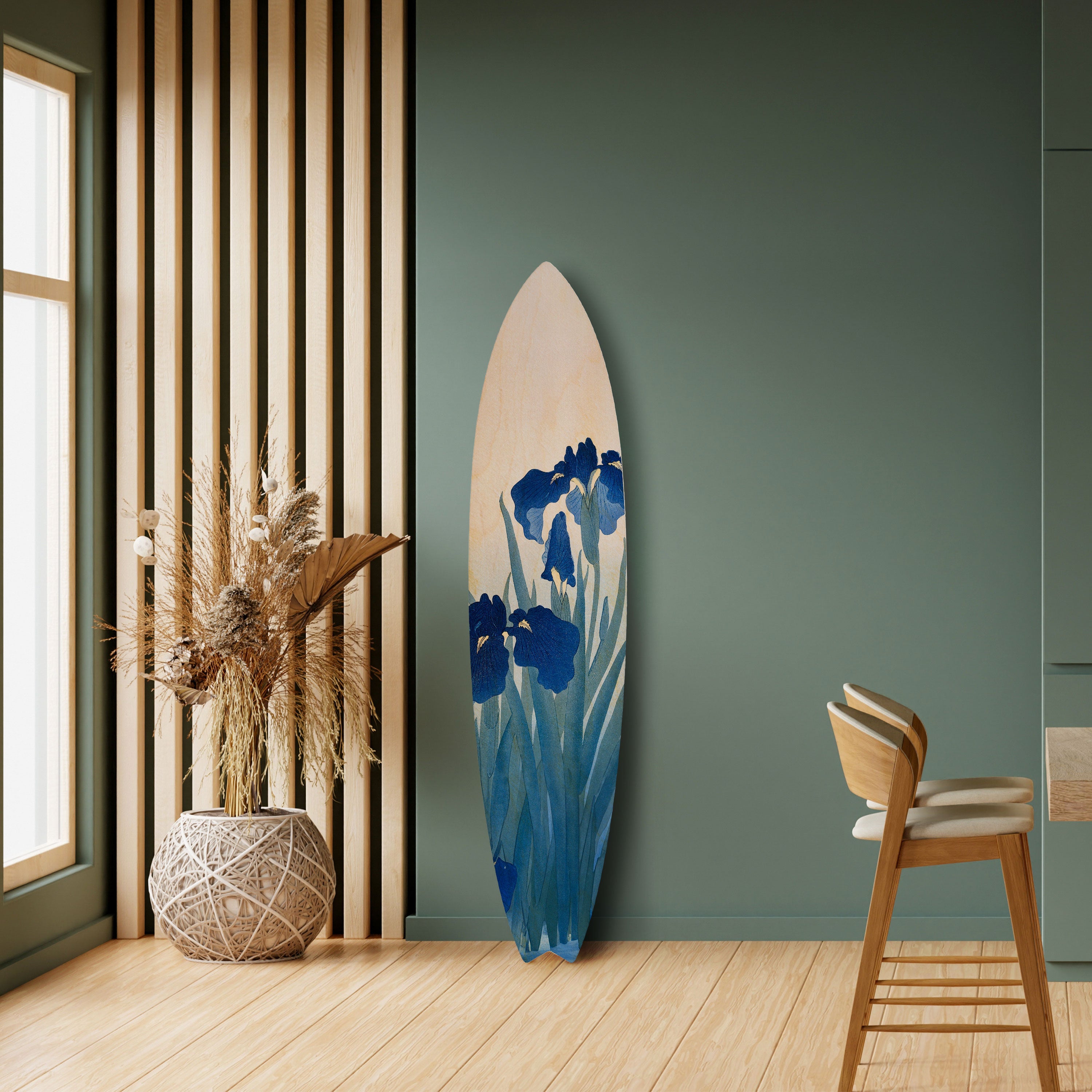 BLUE FLORAL RIDE Deko-Surfboard
