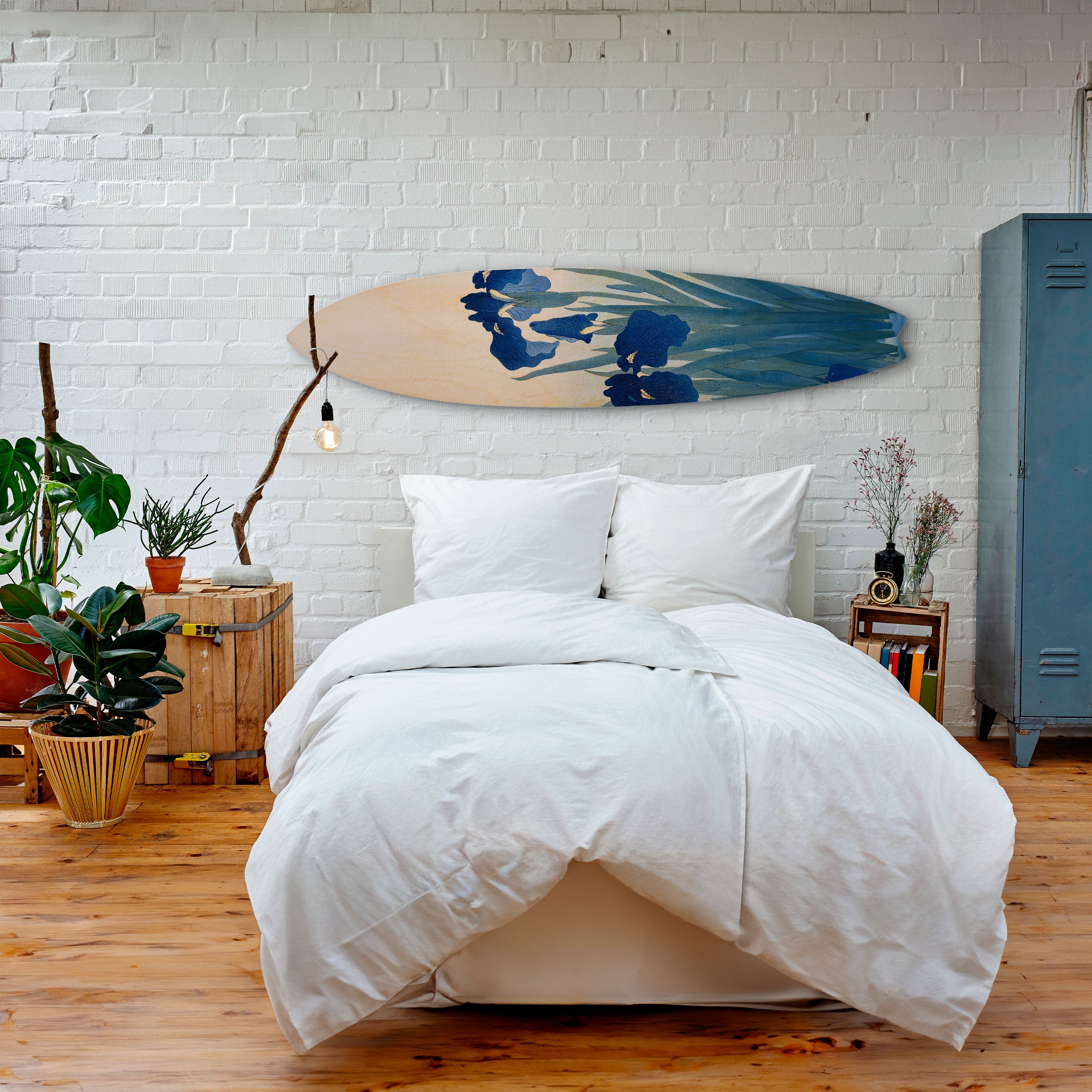 BLUE FLORAL RIDE Deko-Surfboard