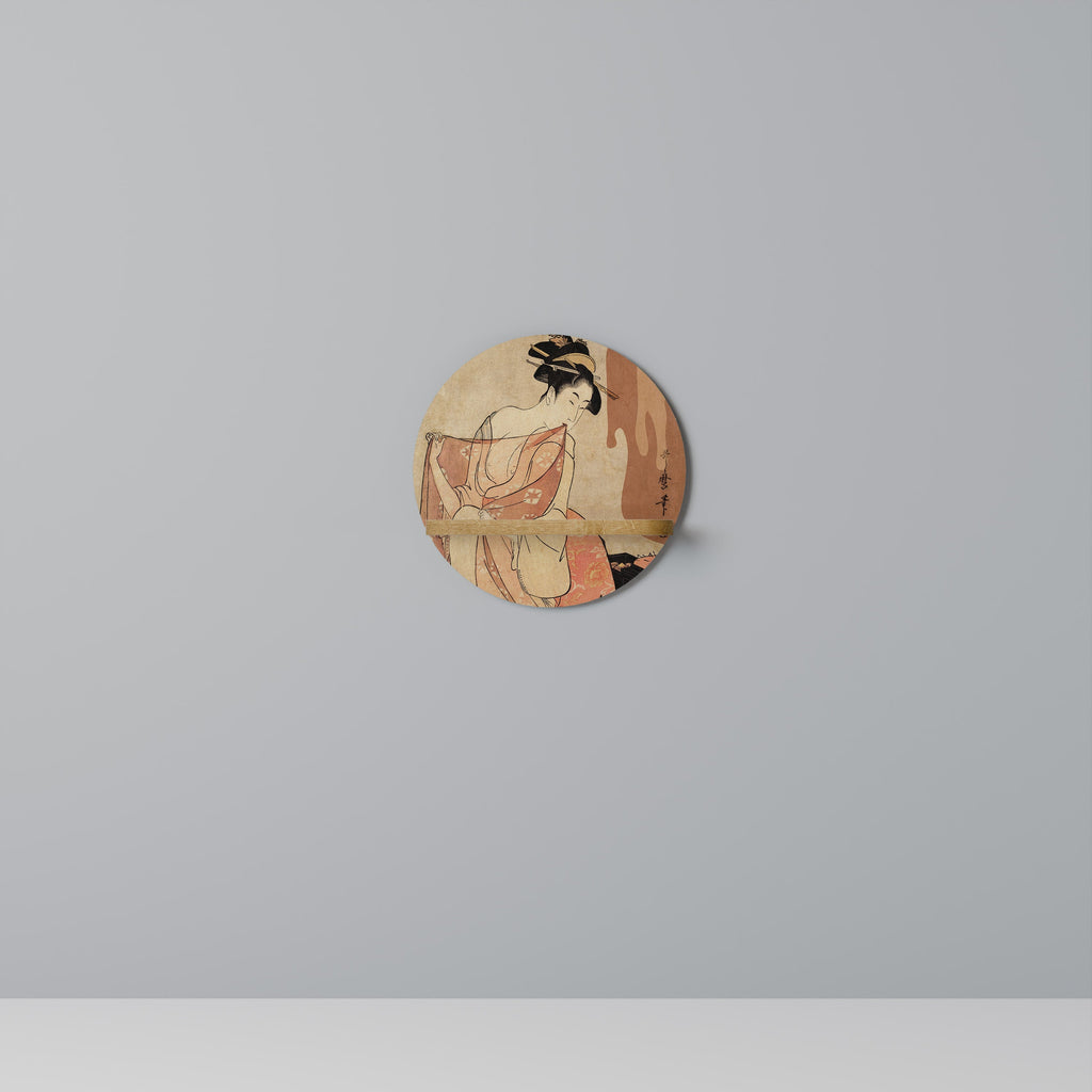 WOMAN, CAT AND EXTRA BROWN Rundes Kunstregal in Eiche-Optik