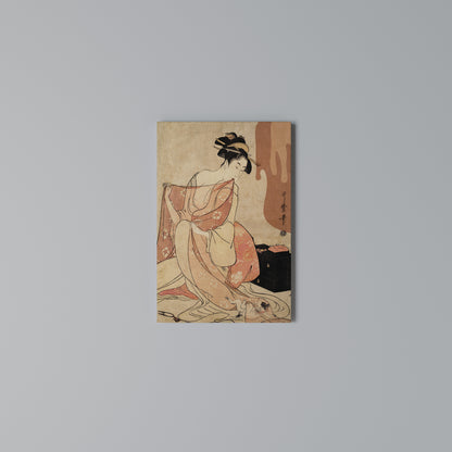 WOMAN, CAT AND EXTRA BROWN Vertical Canvas Print