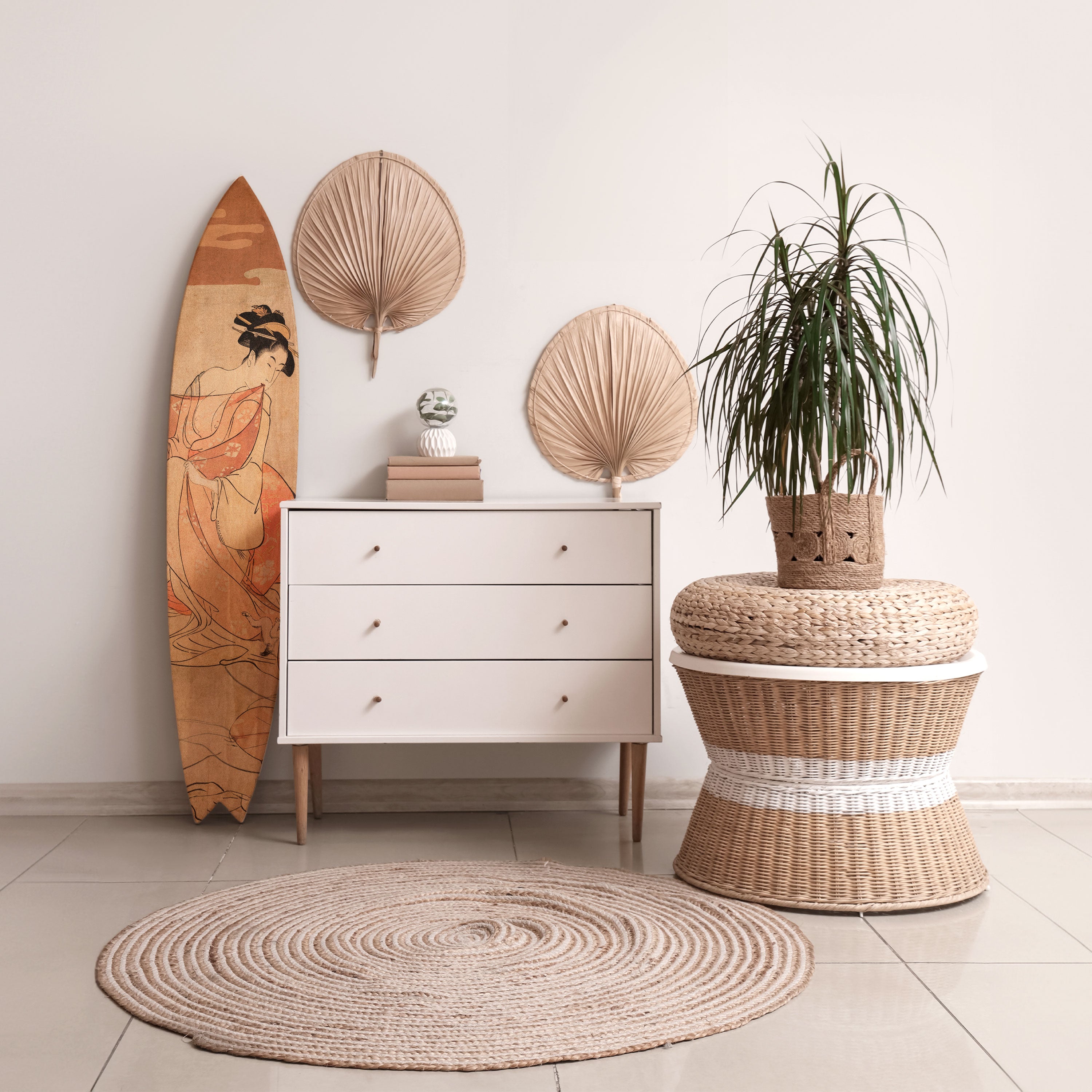 WOMAN, CAT AND EXTRA BROWN Deko-Surfboard