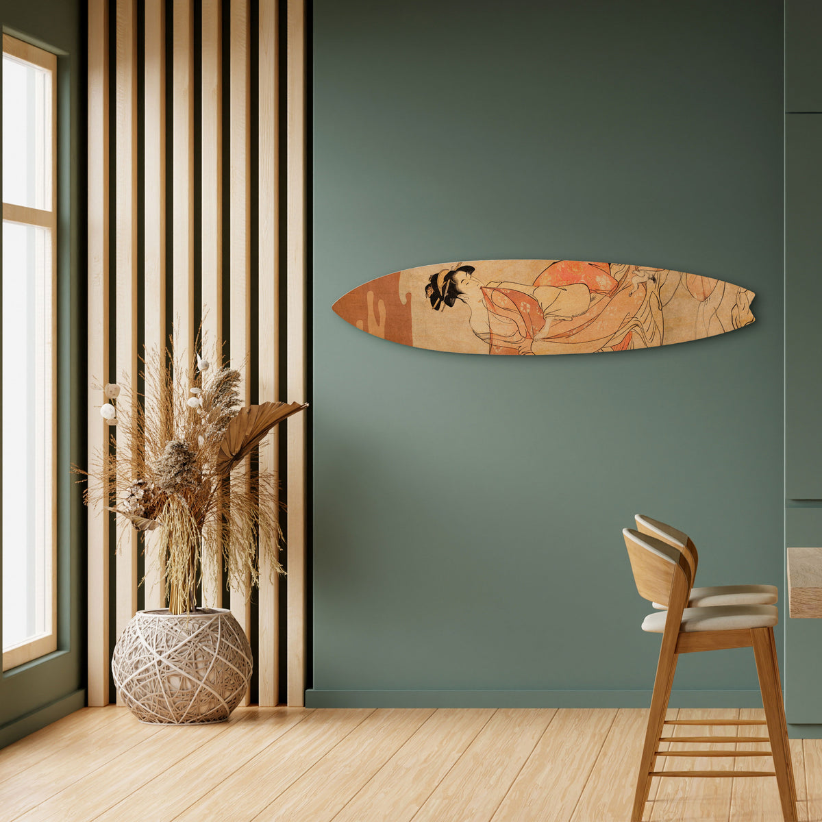 WOMAN, CAT AND EXTRA BROWN Deko-Surfboard