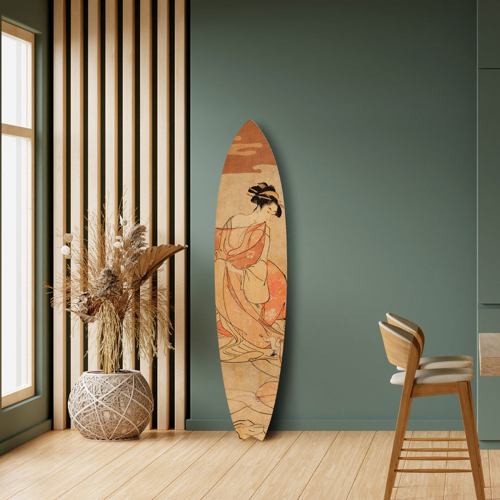 WOMAN, CAT AND EXTRA BROWN Deko-Surfboard