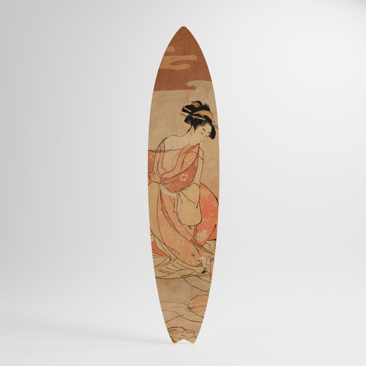 WOMAN, CAT AND EXTRA BROWN Deko-Surfboard