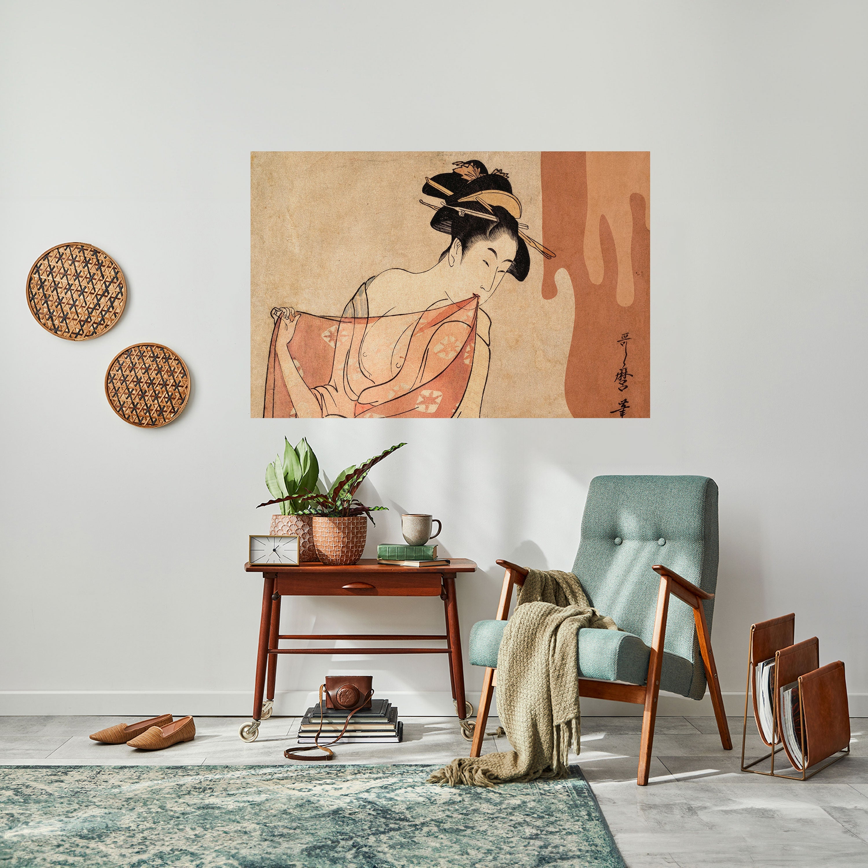 WOMAN, CAT AND EXTRA BROWN Selbstklebendes Horizontal-Poster