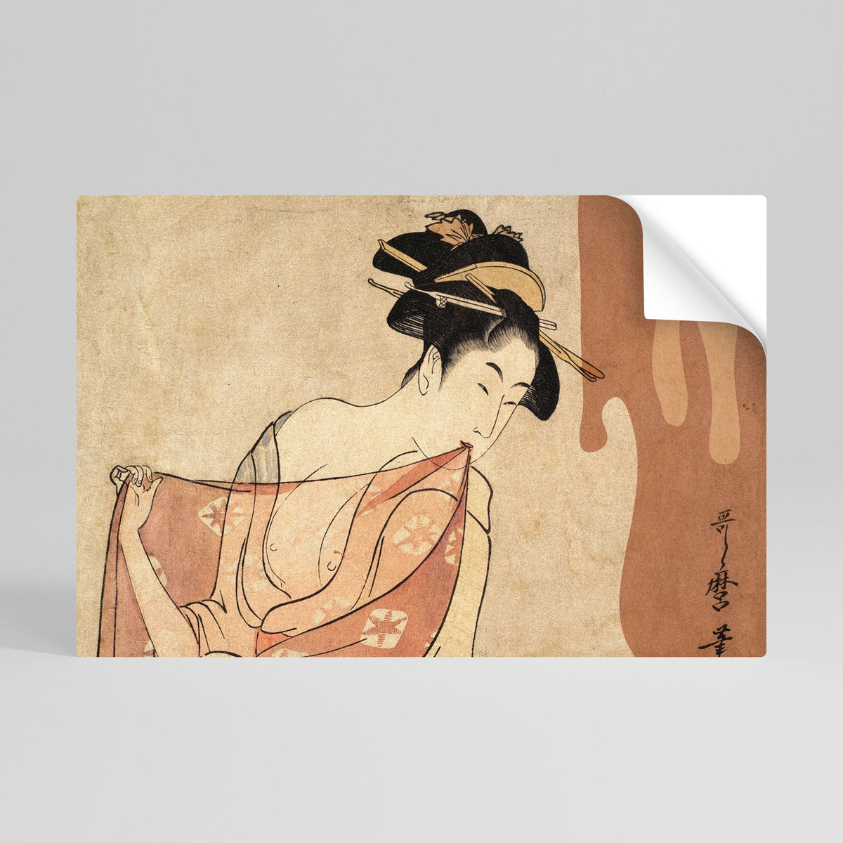 WOMAN, CAT AND EXTRA BROWN Selbstklebendes Horizontal-Poster